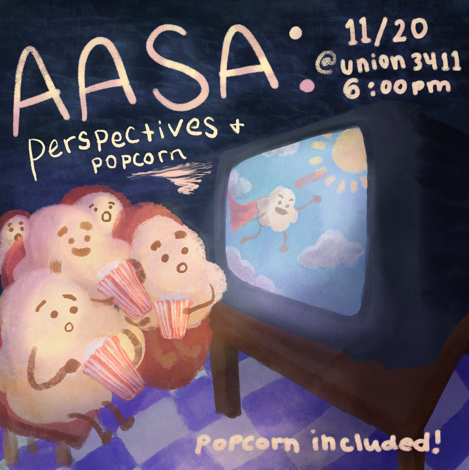 Perspectives & Popcorn event flyer with movie-themed design