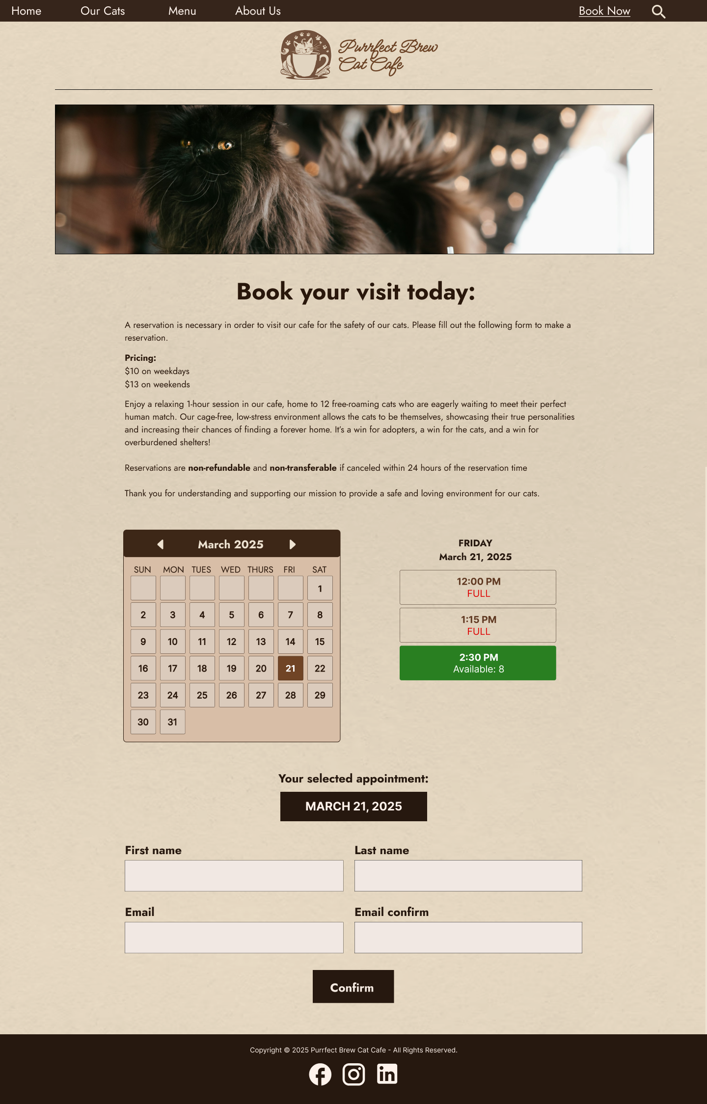Booking Page.